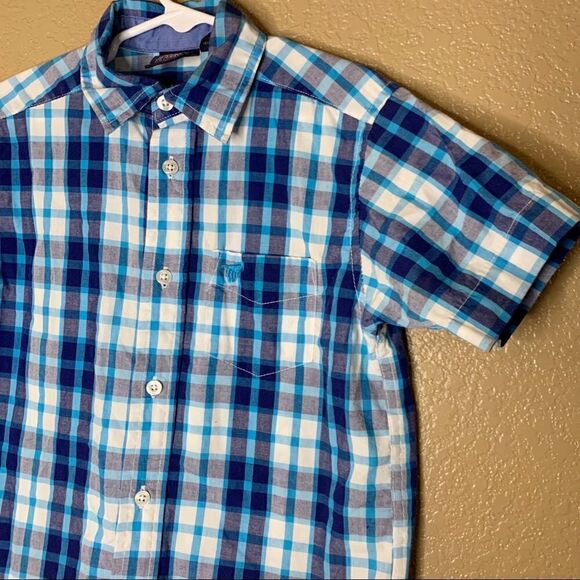Wrangler boys short sleeve plaid button down - Picture 2 of 6